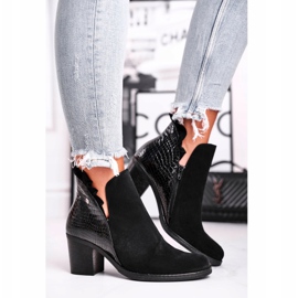 Women's Boots On Heel, Leather Spring Maciejka Black 04833-01 2