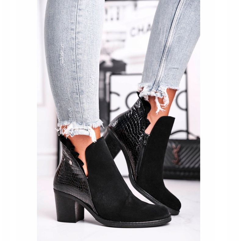 Women's Boots On Heel, Leather Spring Maciejka Black 04833-01 2