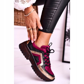 Women's Brogues Sneakers Maciejka Leather Burgundy 04731-23 red multicolored 1