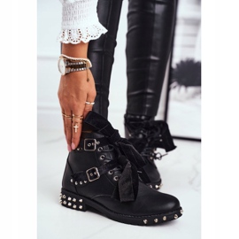 SEA Women's Booties Rivets Spikes Black Magnet 1