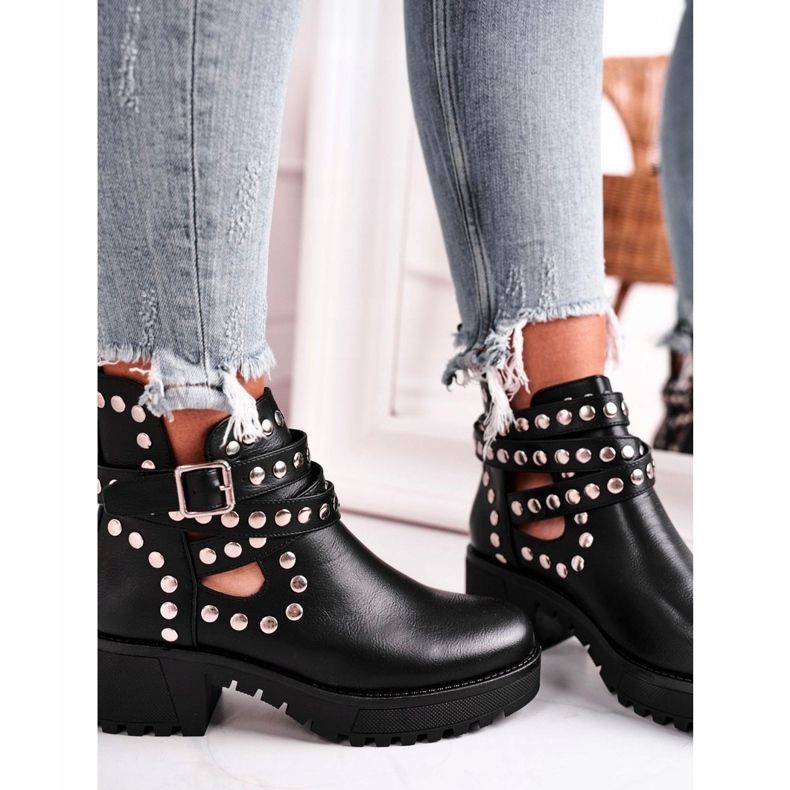 Women's Boots With Rivets Grunge Black Heavenly 1 Women's Boots With Rivets Grunge Black Heavenly 1