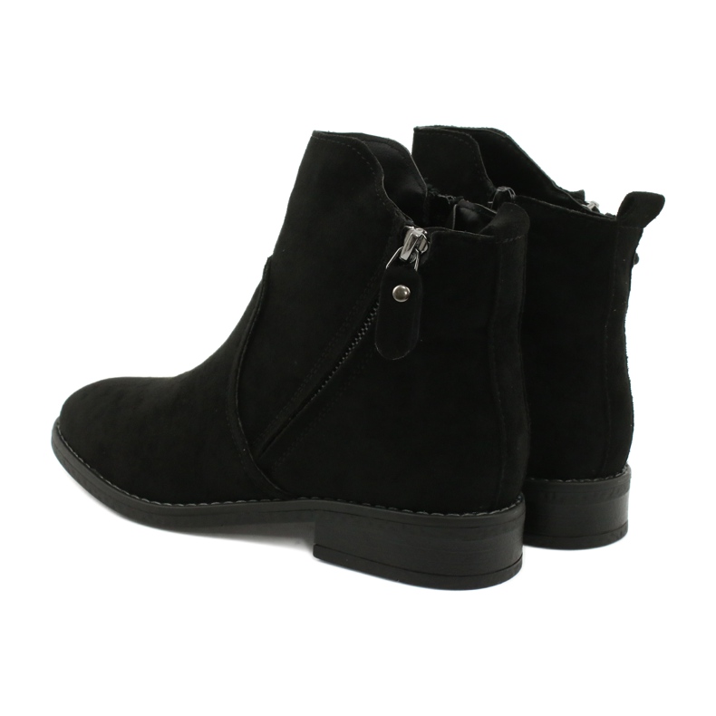 Evento Black suede ankle boots with zippers 4