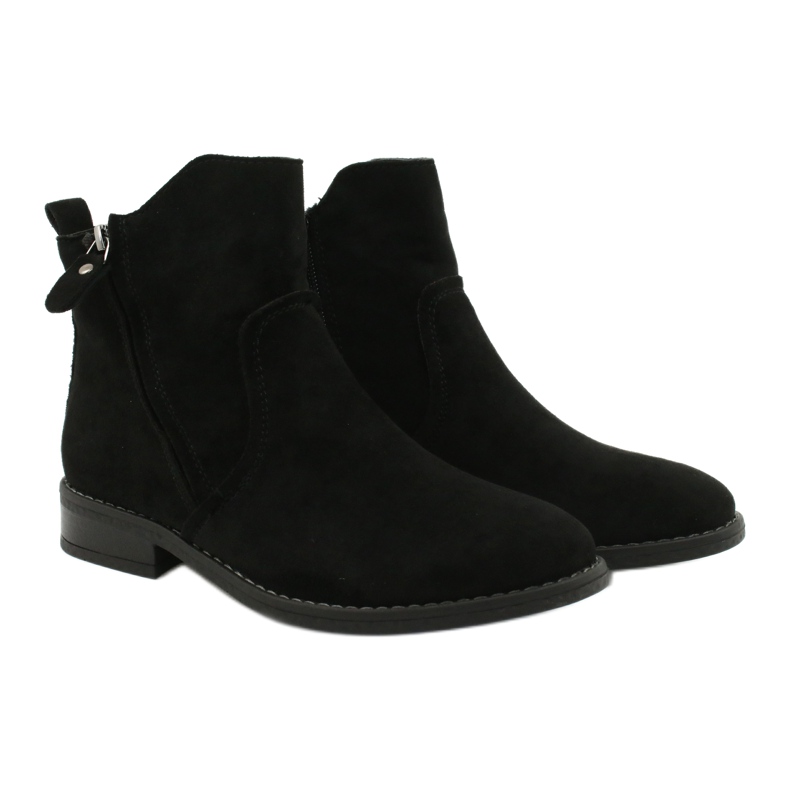 Evento Black suede ankle boots with zippers 5