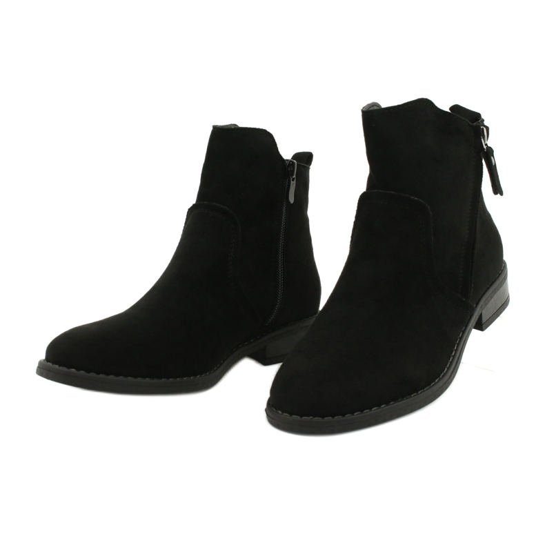 Evento Black suede ankle boots with zippers 2