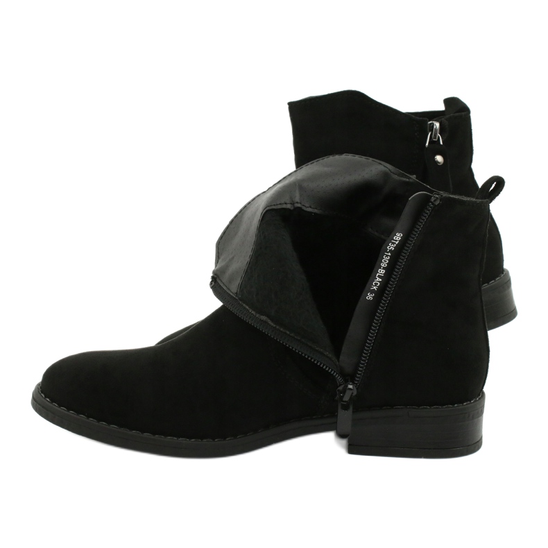 Evento Black suede ankle boots with zippers 3