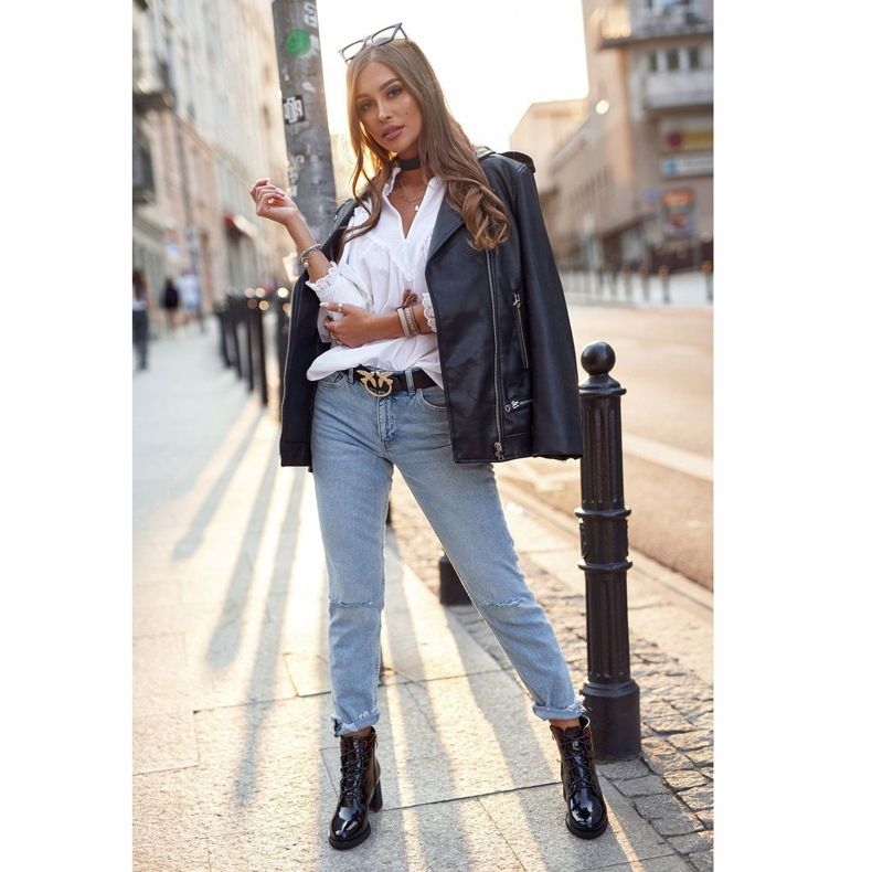 S.Barski Women's Boots On Heel Lacquered Black Do It Better 1