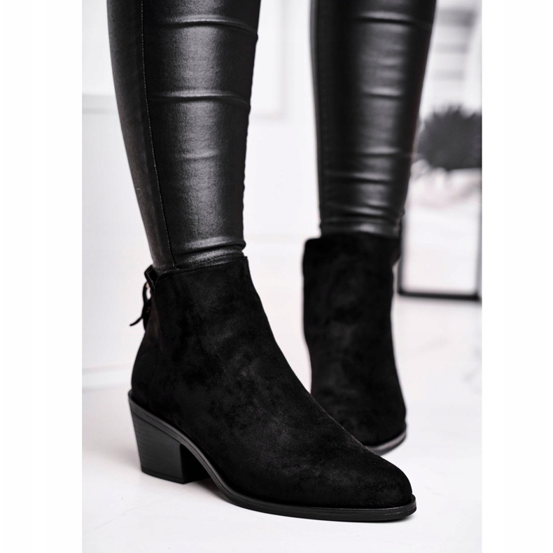 S.Barski Women's Boots Flat Heel Warm Autumn Black Milky 2