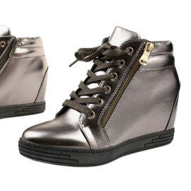 Gray sneakers with gold Aqiava zipper grey 1