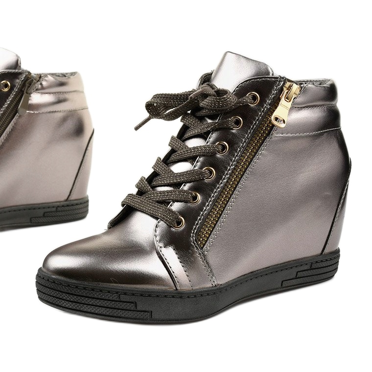 Gray sneakers with gold Aqiava zipper grey 1