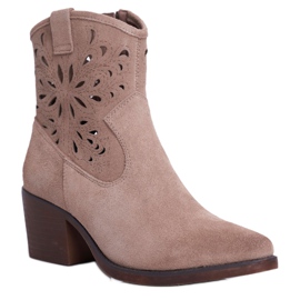 S.Barski Women's Boots Leather Beige Barski 12622-20 3