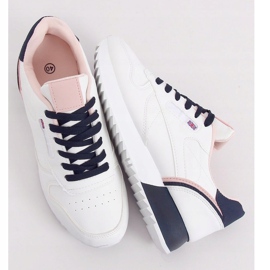 White women's sports shoes BK938 WHITE / BLUE navy blue 1