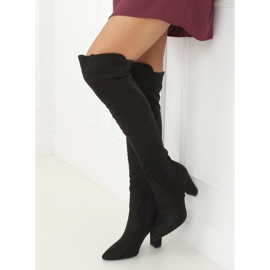 Over-the-knee boots with a flexible upper black D7506 Black 1