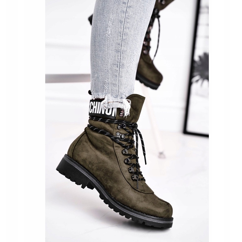 EVE Women's Boots On Flat Heel With A Zipper Green Popsi 1