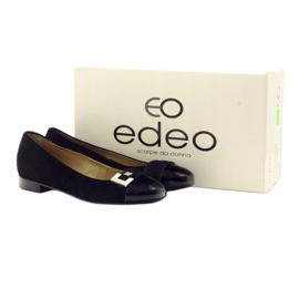 Women's leather ballerinas with decoration 1587 EDEO black 4
