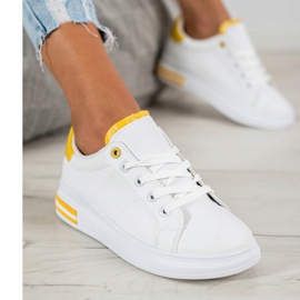 SHELOVET Fashionable Tied Sneakers white yellow 1