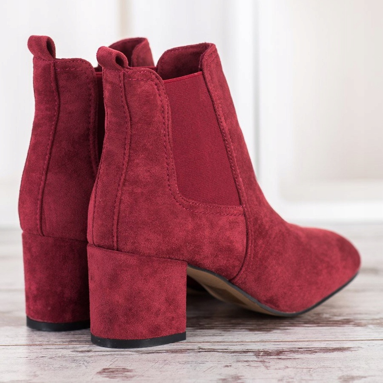 Small Swan Slip-on high-heeled ankle boots red 1