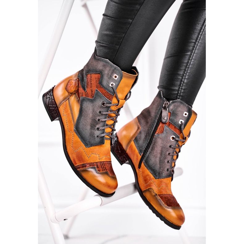 Women's Boots Leather Warm Boots Maciejka Yellow 04625-07 brown 2