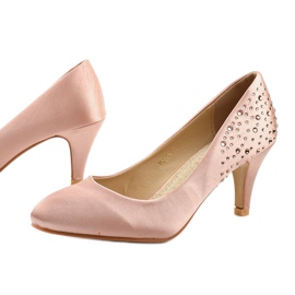 Pink pumps on a pin with cubic zirconia MJ1440 1