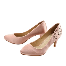Pink pumps on a pin with cubic zirconia MJ1440 2
