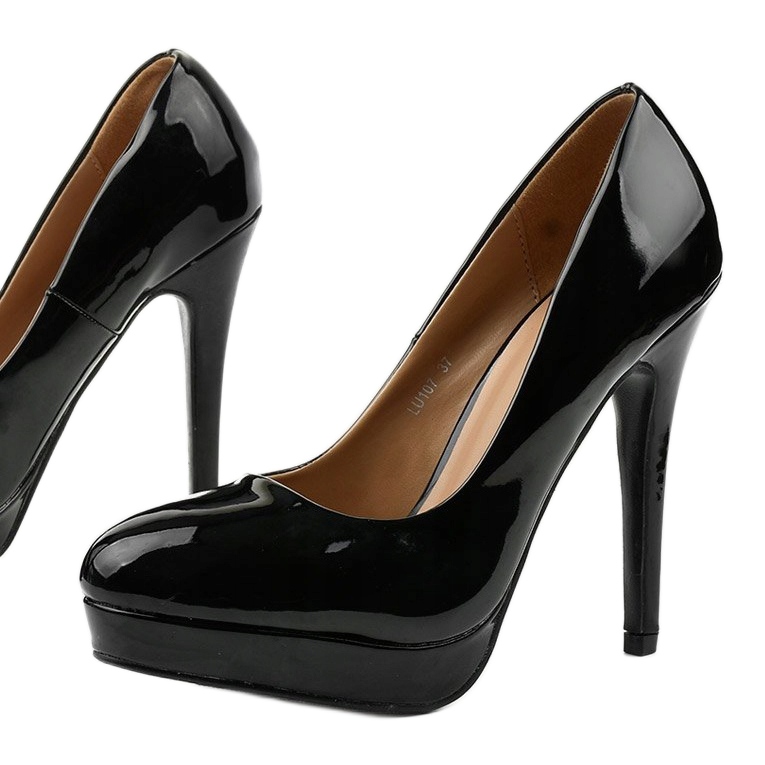 Black high lacquered stilettos LU107 1