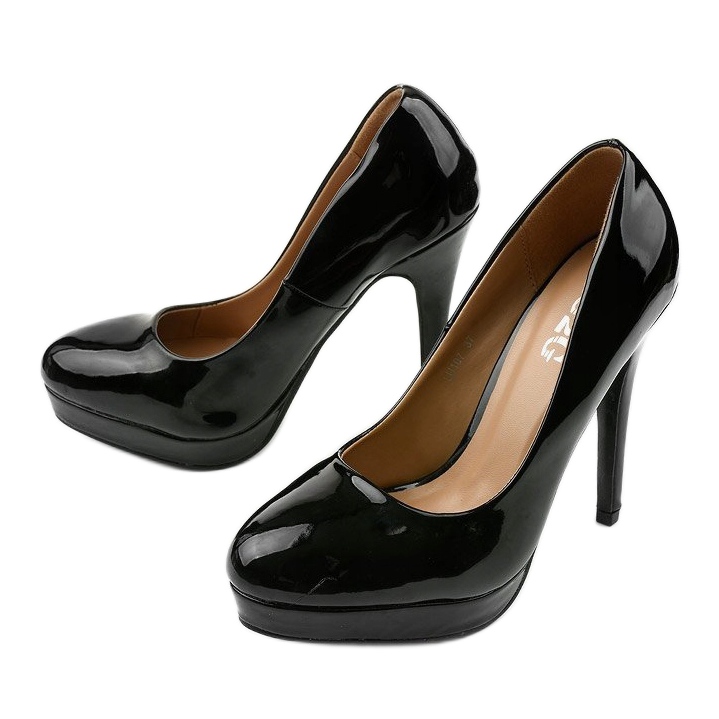 Black high lacquered stilettos LU107 2