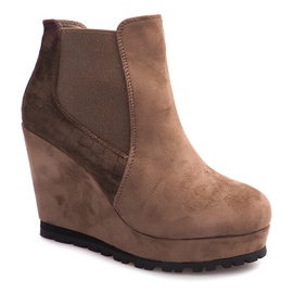 Suede Wedge Boots 7-GK7851B brown 1