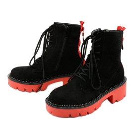 Black suede Centrifugal lace-up ankle boots orange 2