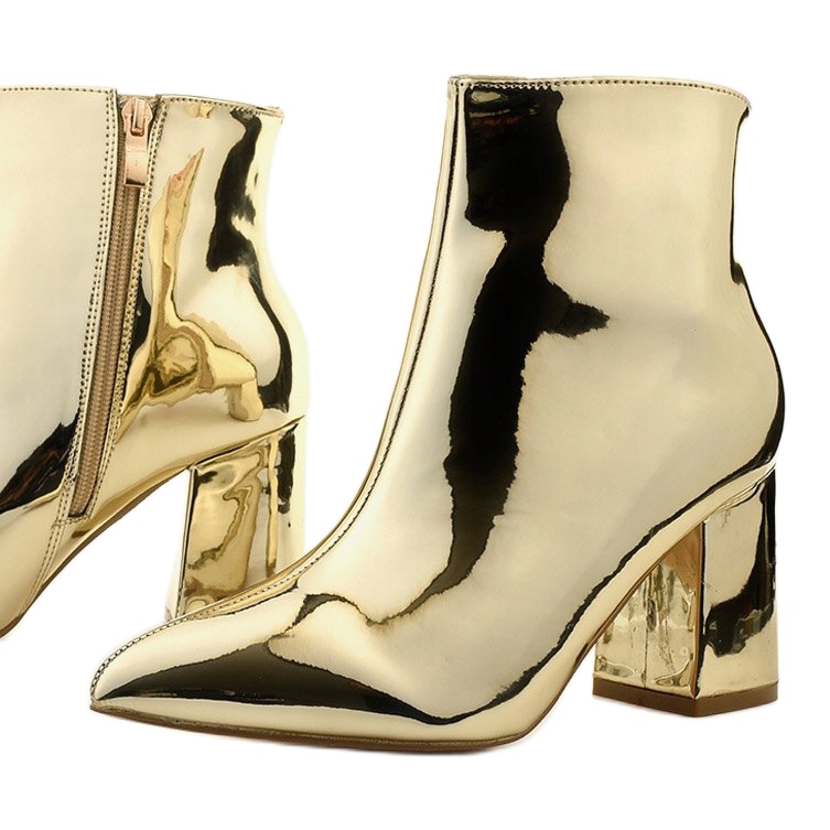 Gold ankle boots on the post, the SY50P Gold zipper golden 1