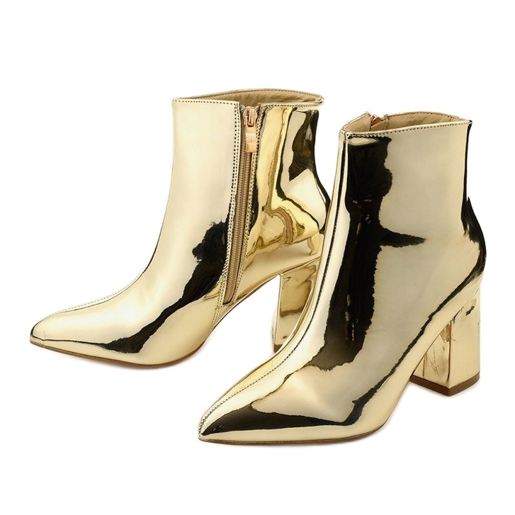 Gold ankle boots on the post, the SY50P Gold zipper golden 2