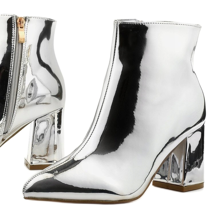 Silver ankle boots on the post SY50P Silver zipper 1