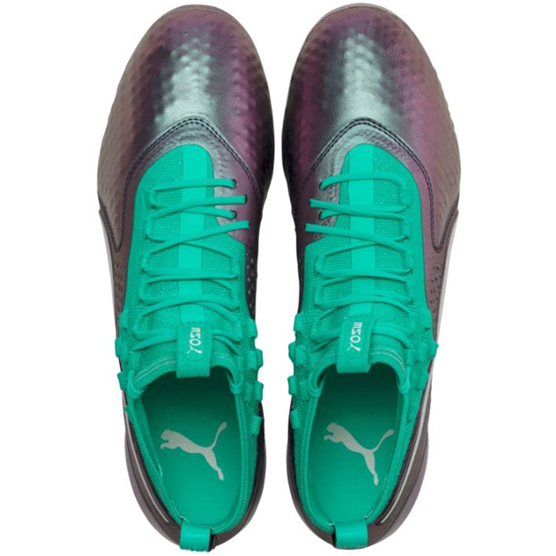 Puma One 1 Il Lth Fg Ag soccer shoes gray-green 104925 01 red 1