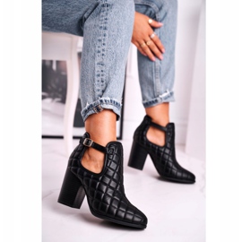 FB1 Women's Boots On A Heel Quilted With Cut-outs Black Dreams 1