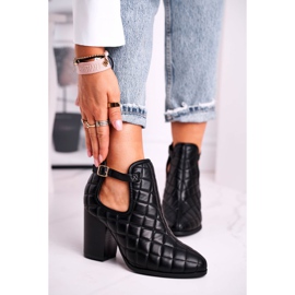 FB1 Women's Boots On A Heel Quilted With Cut-outs Black Dreams 2