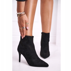 FB1 Women's Boots On A High Heel Suede Black Beneco 1