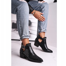 FB1 Women's Boots On High Heel Buckle Black Rontra 1