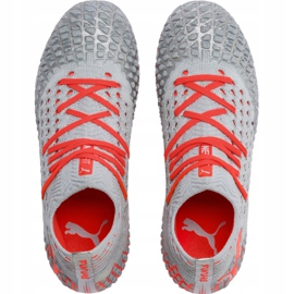 Football boots Puma Future 4.1 Netfit Fg Ag Jr silver-red 105692 01 grey 1