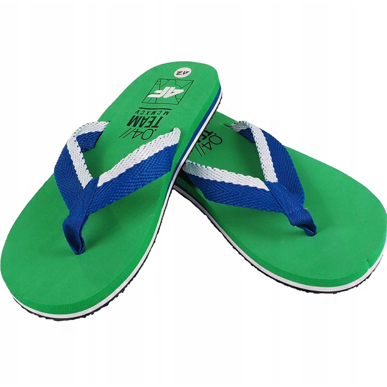 Men's slippers 4F green H4L19 KLM002 41S white blue 1