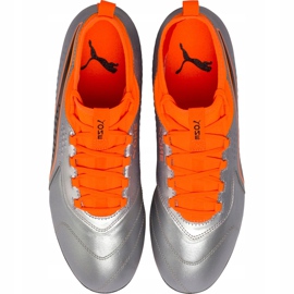 Puma One 3 Lth Fg soccer shoes gray-orange 104743 01 multicolored grey 1