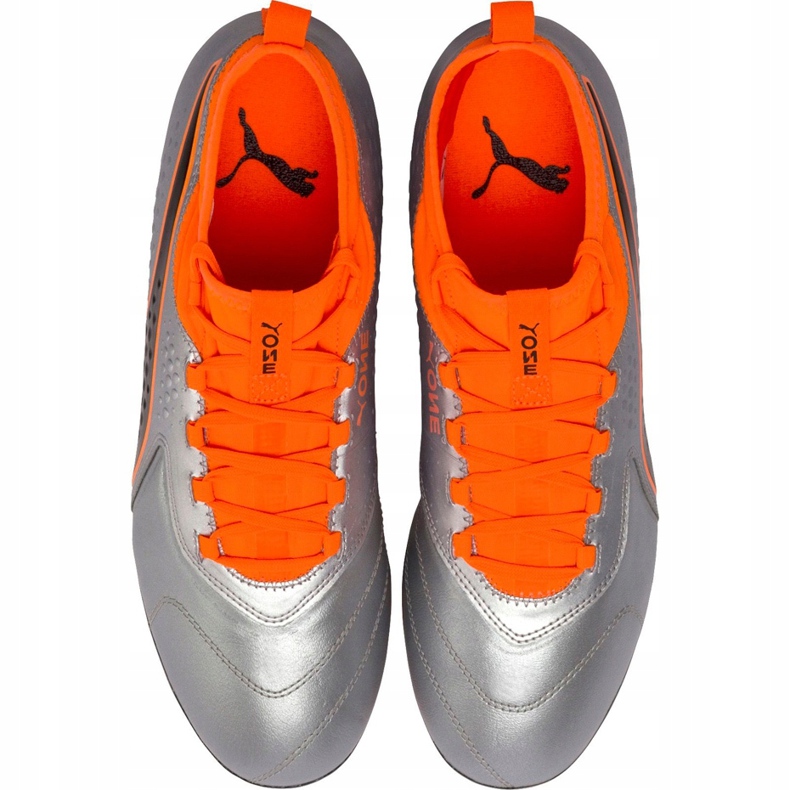 Puma One 3 Lth Fg soccer shoes gray-orange 104743 01 multicolored grey 1