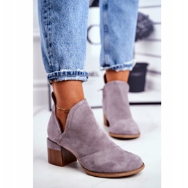 MSMG Women's boots on a high heel cut out gray mini meliori grey 2