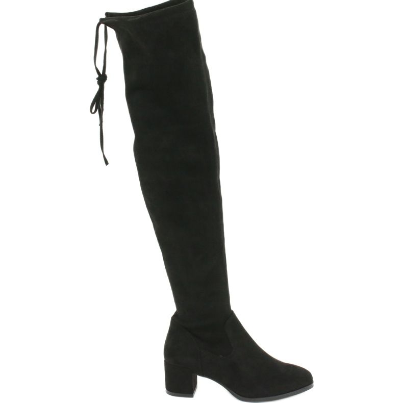 Long boots for women lycra suede Sergio Leone KZ281 black 1