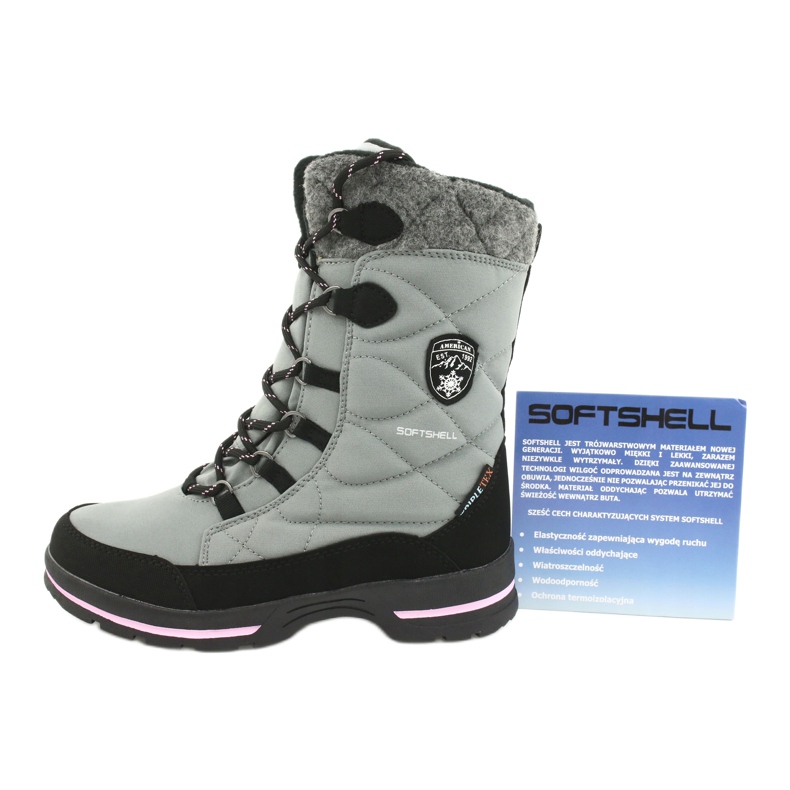 American Club Softshell snow boots with American SN19 / 20 membrane black pink grey 5 American Club Softshell snow boots with American SN19 / 20 membrane black pink grey 5