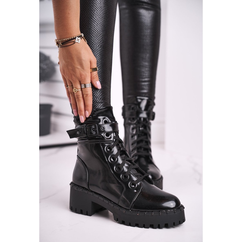 FRGIV Lacquered Women's Black Head Up Boots 1