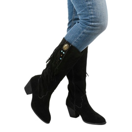 Black suede cowboy boots from Lamimeila 1