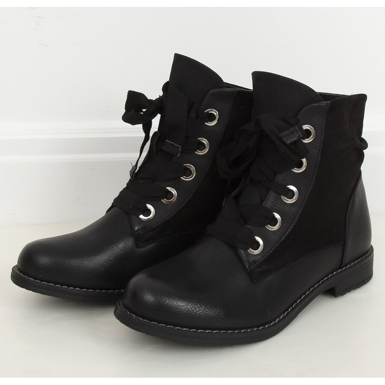 Black lace-up boots 3103 Black 1 Black lace-up boots 3103 Black 1
