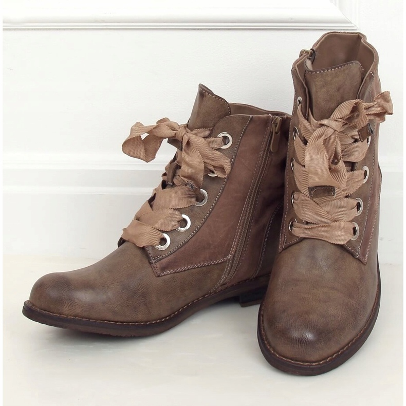 Lace-up boots, beige 3103 Khaki 2