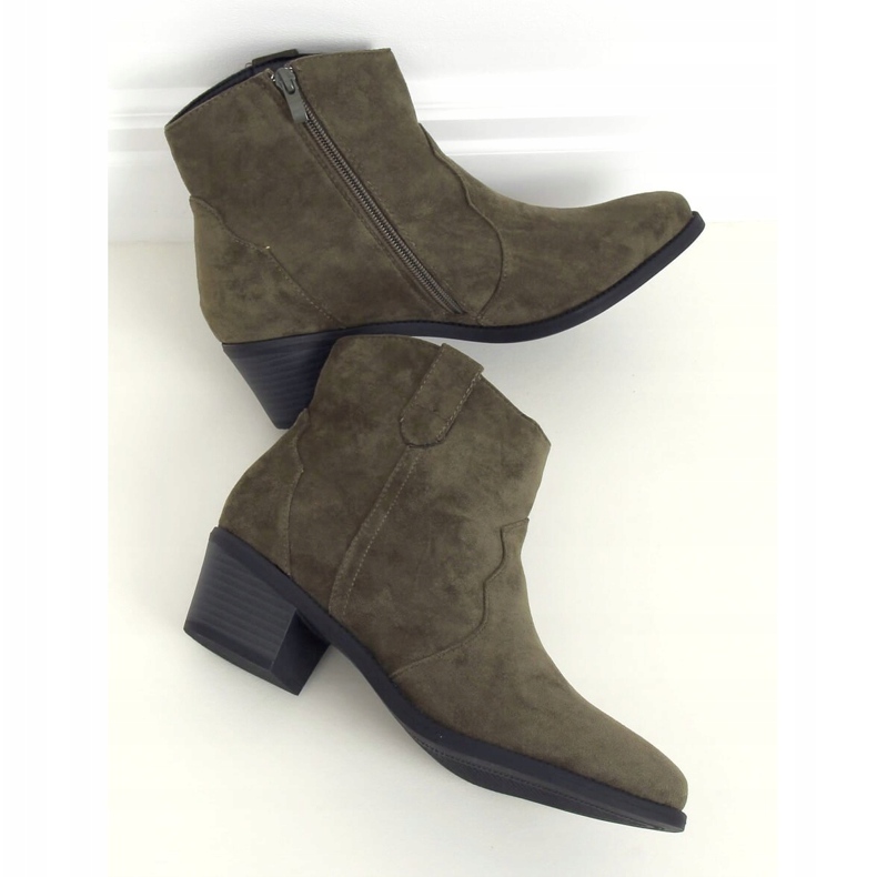 Green low heel boots green 99-63 Army Green 1