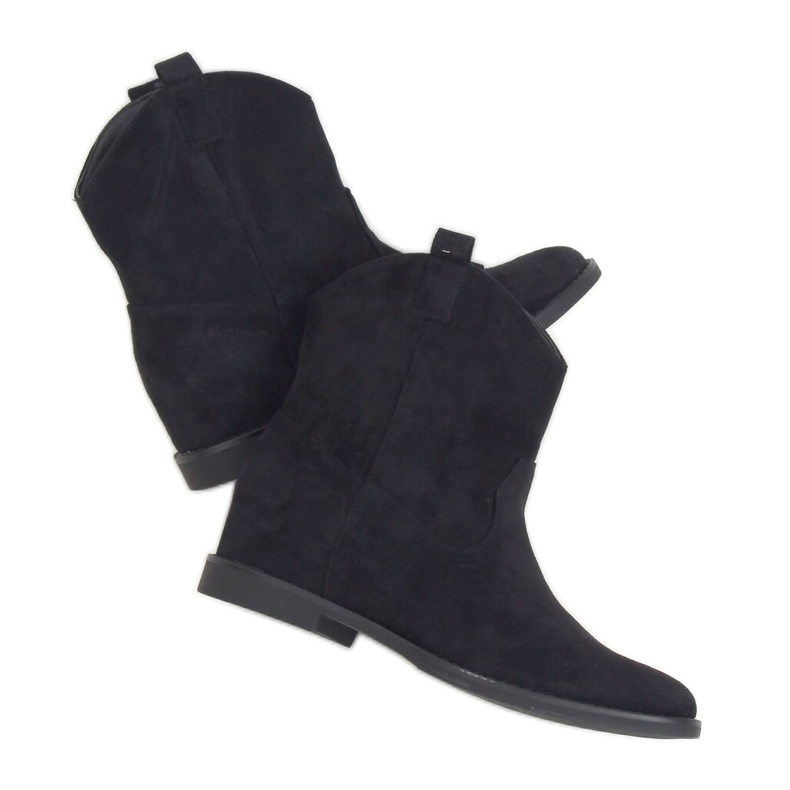Cowboy boots on a hidden wedge black J936 Black 1