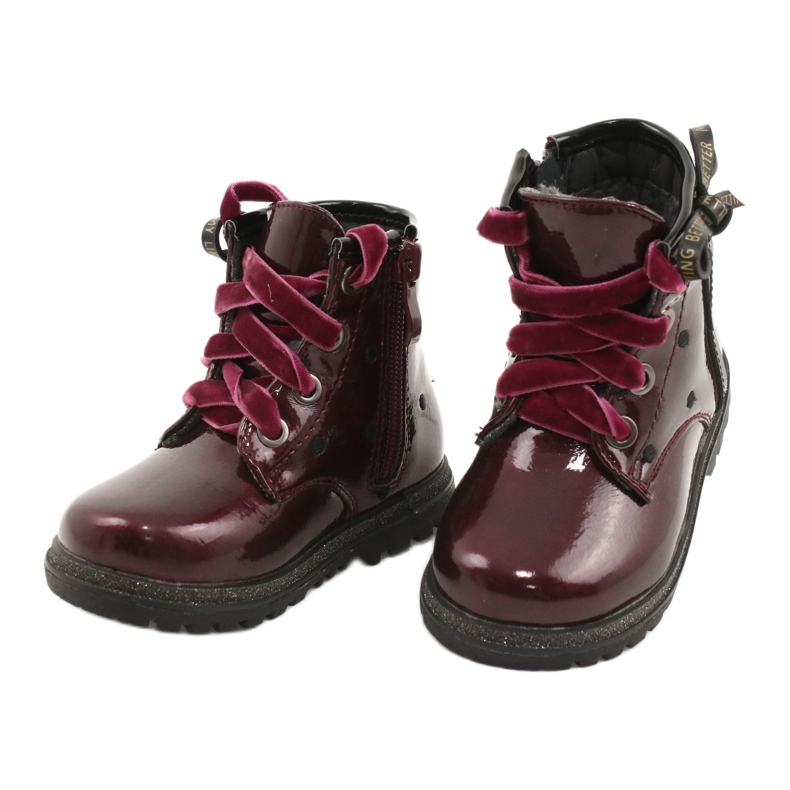 Miss Girls' patent boots with a bow 20DZ60-3246 burgundy red 2 Miss Girls' patent boots with a bow 20DZ60-3246 burgundy red 2