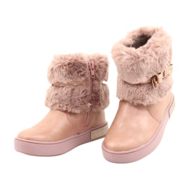 American Club American GC26 / 20 zipped boots with fur pink golden 2